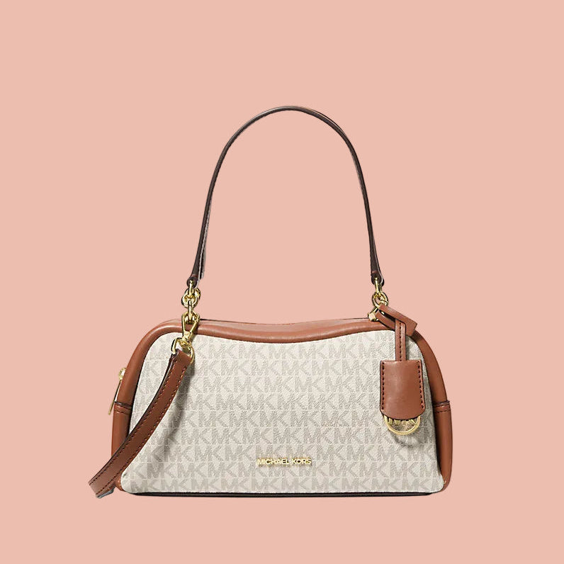 michaell kors cecily medium signature logo shoulder bag with og box & dust cover beige off whitee m07 michaell kors cecily medium signature logo shoulder bag with og box & dust cover beige off whitee m07