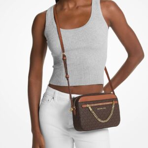 michaell kors jet set 10399 coffee front zip camera crossbody with original box & dust cover coffee brown