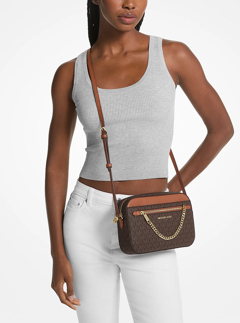michaell kors jet set 10399 coffee front zip camera crossbody with original box & dust cover coffee brown michaell kors jet set 10399 coffee front zip camera crossbody with original box & dust cover coffee brown