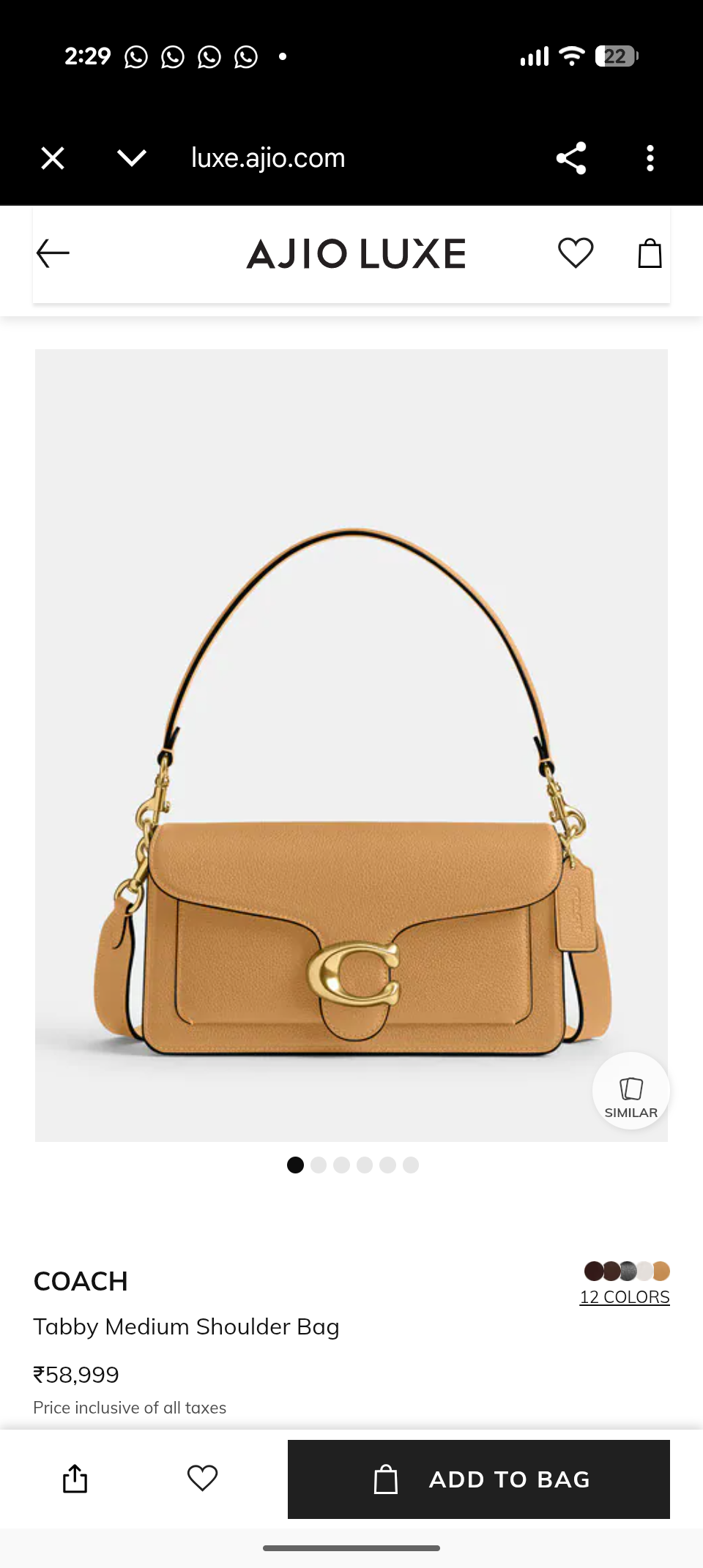 coachh tabby 26 shoulderbag with originalbox dustcover 8202 apricot coachh tabby 26 shoulderbag with originalbox dustcover 8202 apricot