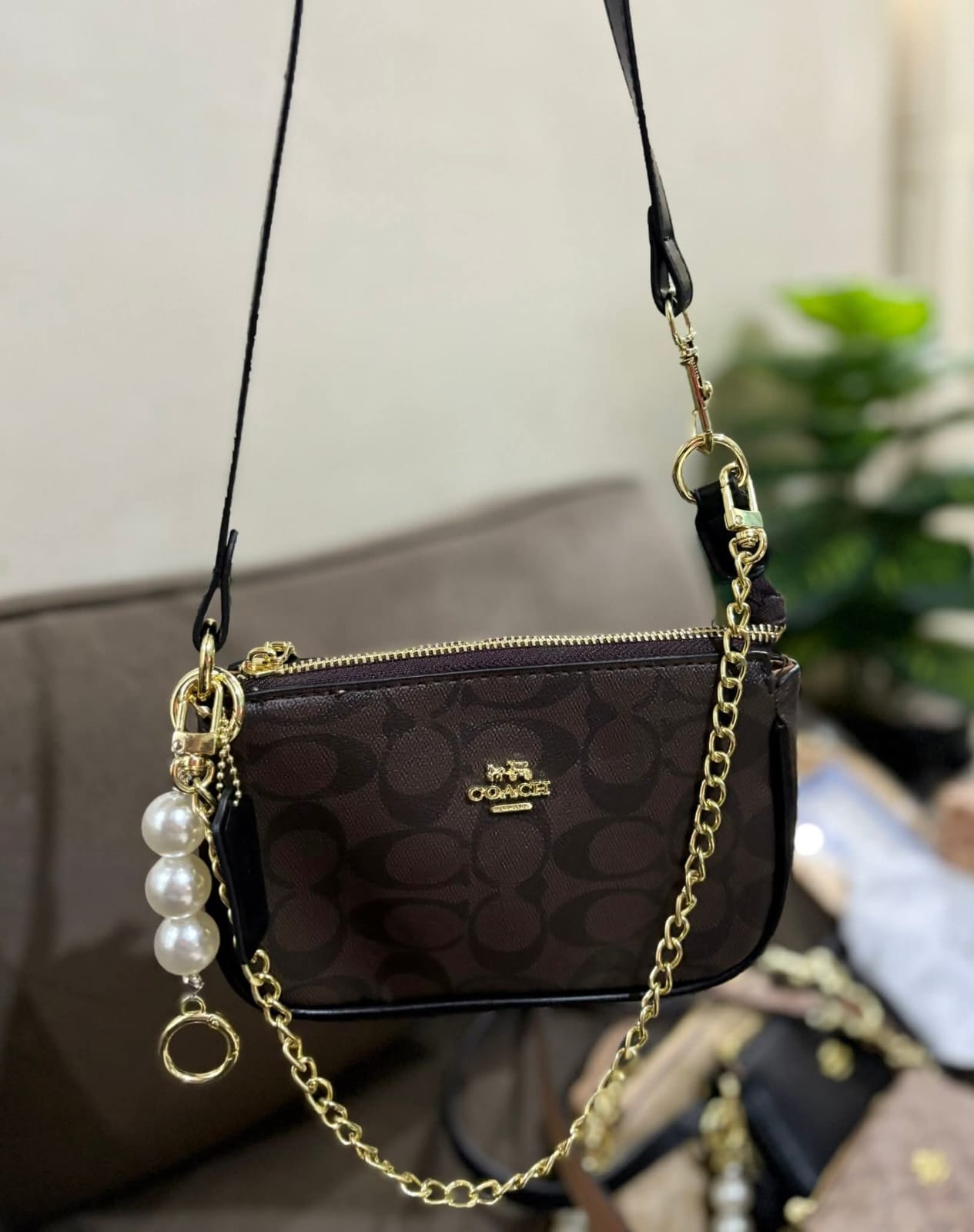 coachh nolita 19 coffee sling bag with box dust bag sling chain coachh nolita 19 coffee sling bag with box dust bag sling chain