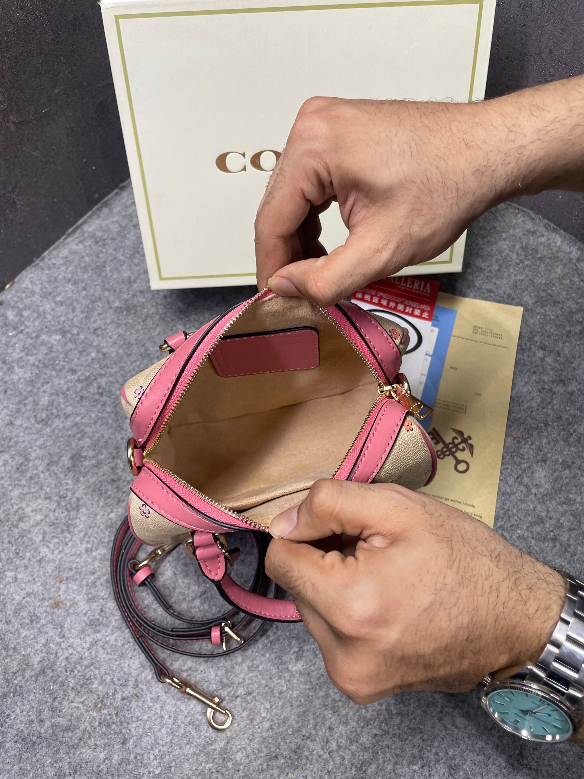 coachh rowan satchel signature coated canvas floral print in vibrant pink leather with og box & dust cover pink coachh rowan satchel signature coated canvas floral print in vibrant pink leather with og box & dust cover pink