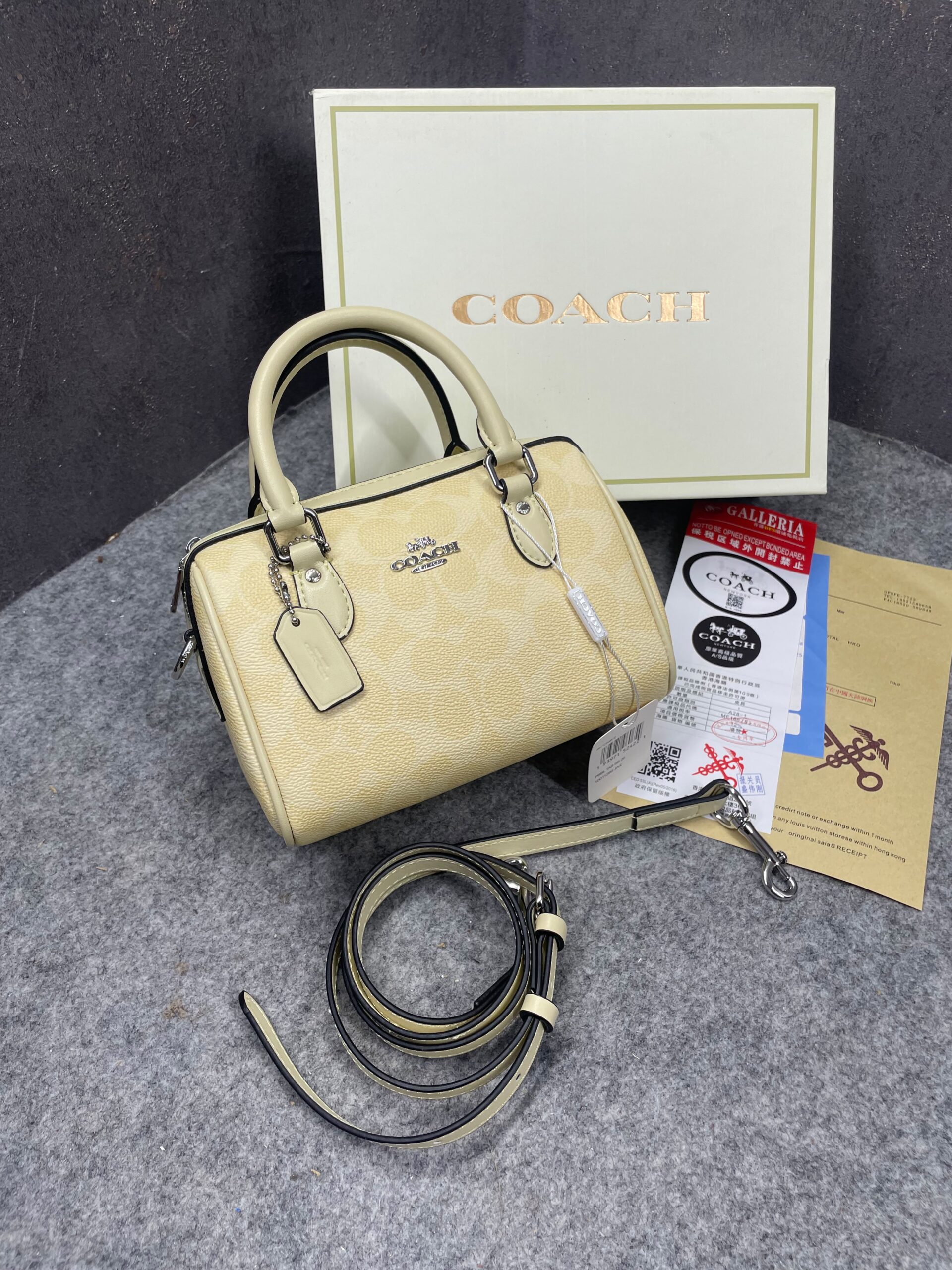 coachh rowan satchel signature coated canvas vibrant yellow leather with og box & dust cover yellow coachh rowan satchel signature coated canvas vibrant yellow leather with og box & dust cover yellow