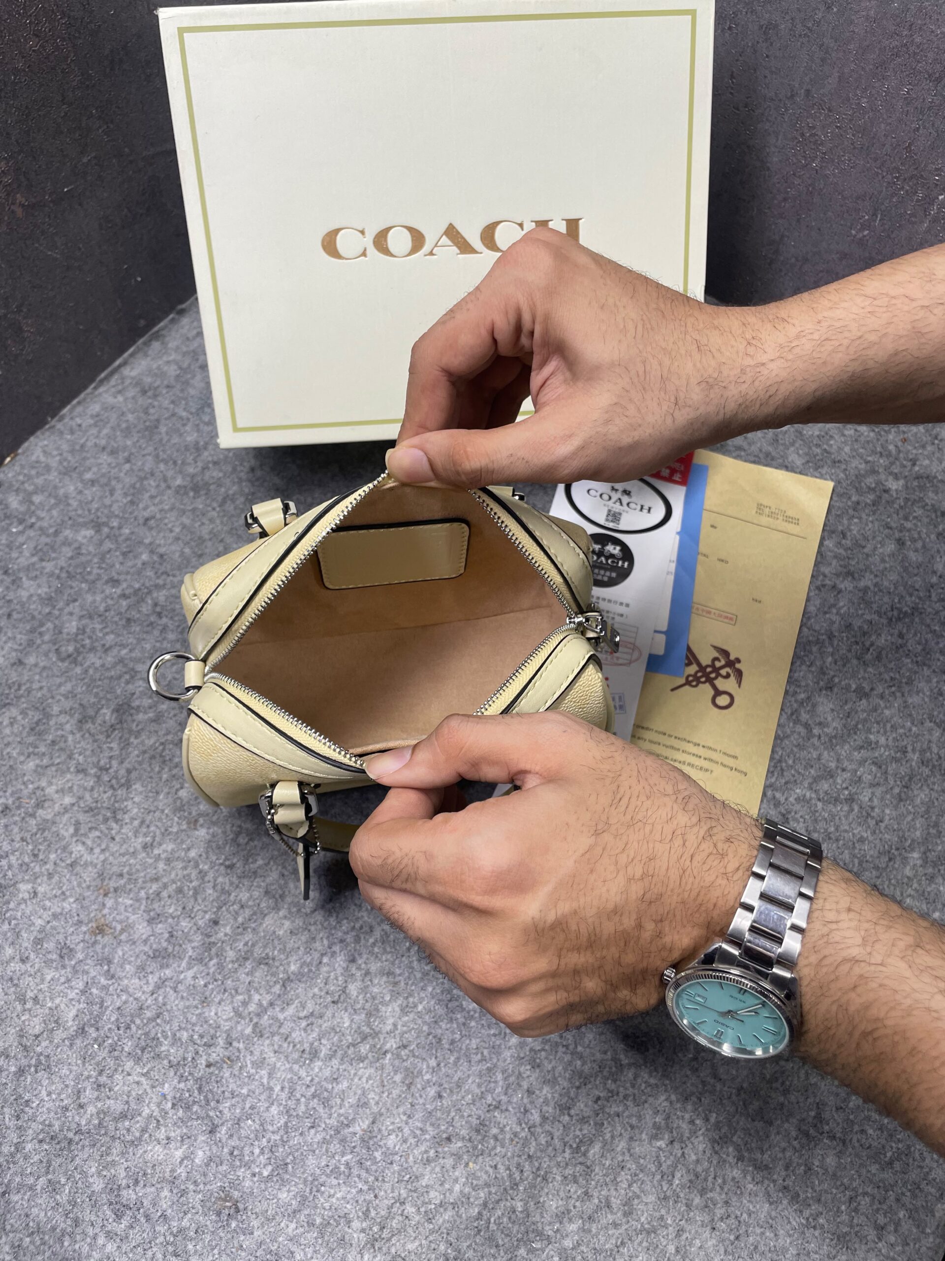 coachh rowan satchel signature coated canvas vibrant yellow leather with og box & dust cover yellow coachh rowan satchel signature coated canvas vibrant yellow leather with og box & dust cover yellow