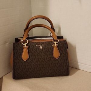 michaell kors 1687 coffee brown marilyn small satchel with og box & dust cover coffee brown