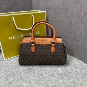michaell kors arden satchel with og box & dust cover 2387 coffee brown