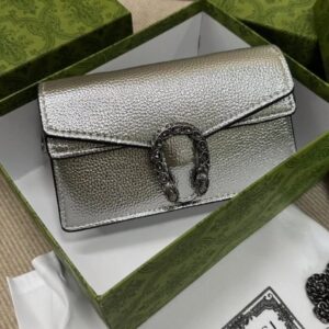 guccii dionysus mini bag in silver leather with og box dust cover & carry bag silver 476430