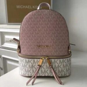 michaell kors rhea medium color block pink logo backpack 0089 1 pink with dust bag