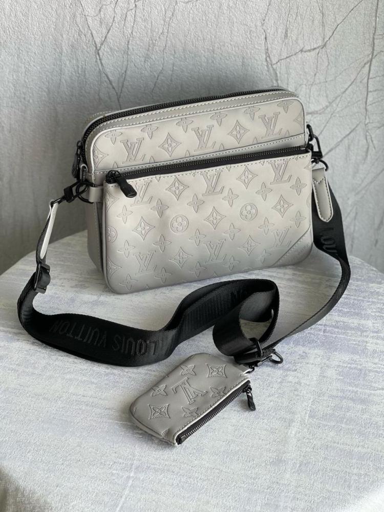 louuis vuitton lv m45320 virgil abloh trio messenger multi crossbody bag with og box & dust bag grey louuis vuitton lv m45320 virgil abloh trio messenger multi crossbody bag with og box & dust bag grey
