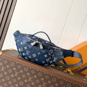 louuis vuitton rush navy blue bumbag monogram heritage with og box & dust cover 47058 blue