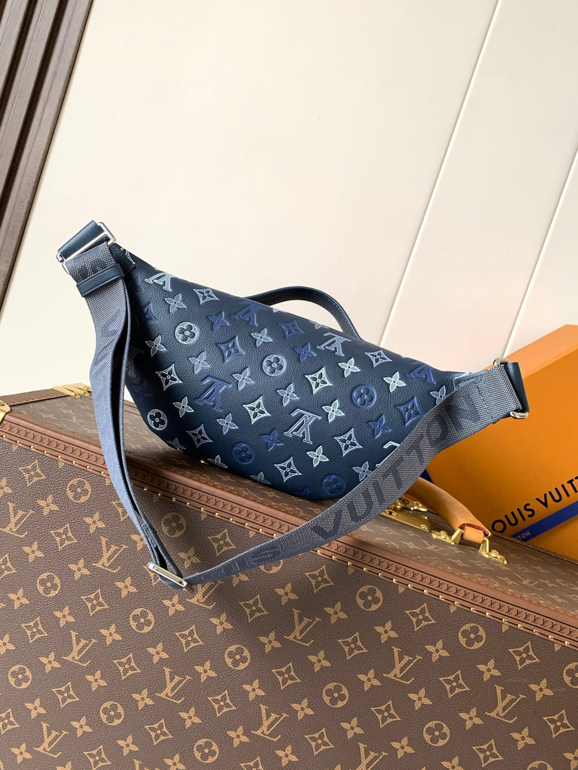 louuis vuitton rush navy blue bumbag monogram heritage with og box & dust cover 47058 blue louuis vuitton rush navy blue bumbag monogram heritage with og box & dust cover 47058 blue