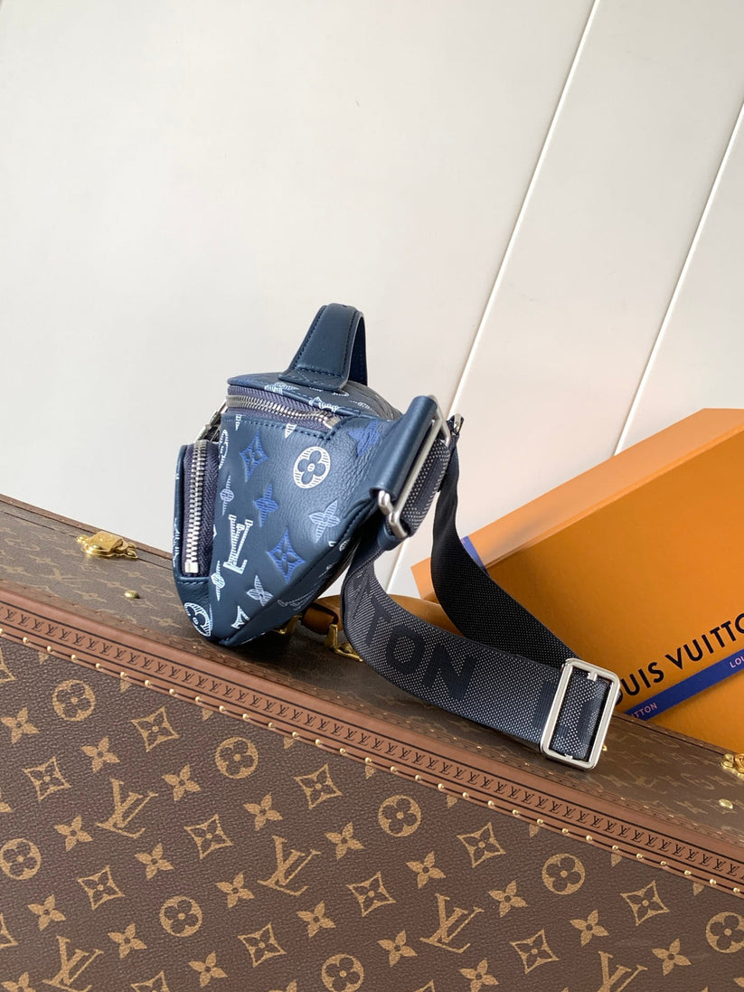 louuis vuitton rush navy blue bumbag monogram heritage with og box & dust cover 47058 blue louuis vuitton rush navy blue bumbag monogram heritage with og box & dust cover 47058 blue