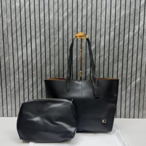 coacchh black north tote with dustcover & pouch 8203 black
