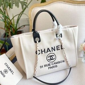 chane deauville pearl canvas tote bag 6280