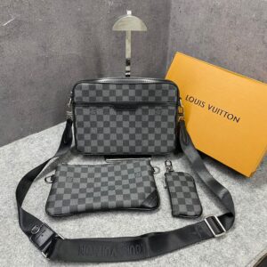louuis vuitton lv m45320 virgil abloh trio messenger multi crossbody bag with og box & dust bag grid grey hague