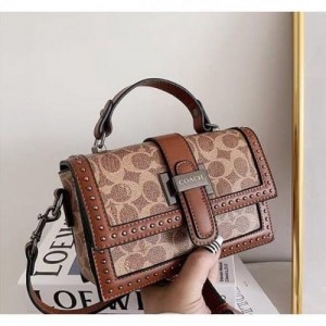 coac studded flap sling bag with box 311