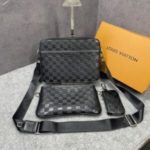 louuis vuitton lv m45320 virgil abloh trio messenger multi crossbody bag with og box & dust bag grid grey hague
