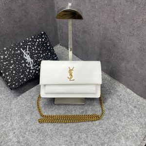 ysl sunset white small shoulder bag with og box & dust cover 8878 white