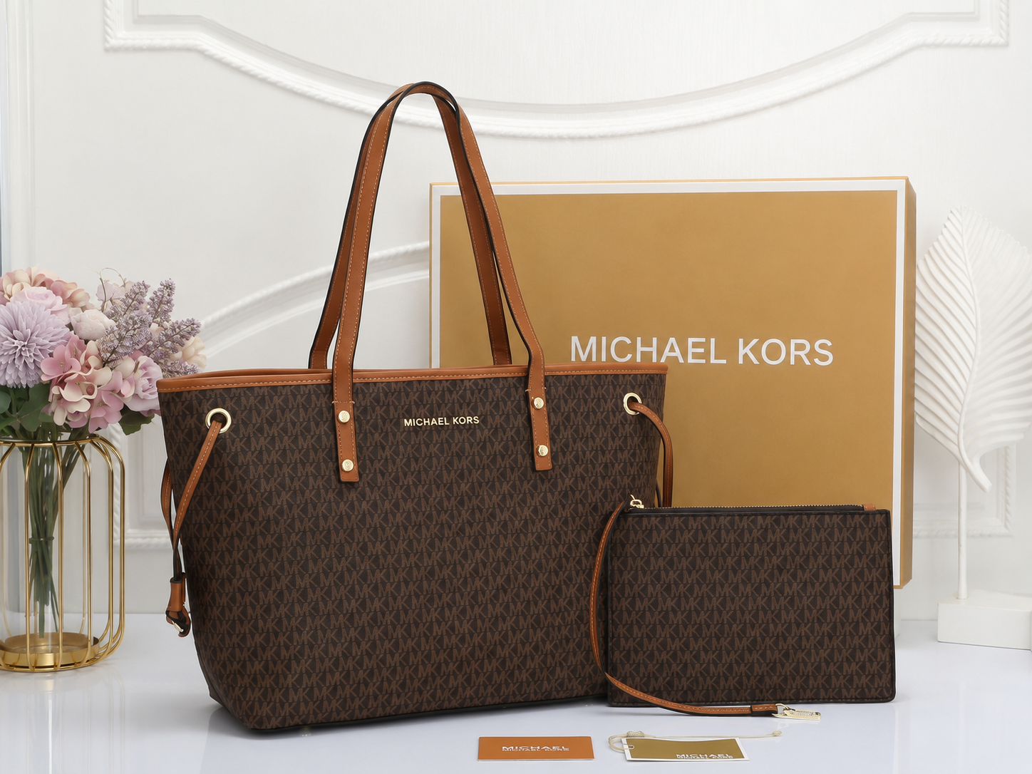 michael kor tote bag with pouch & dust bag brand box 6506 michael kor tote bag with pouch & dust bag brand box 6506