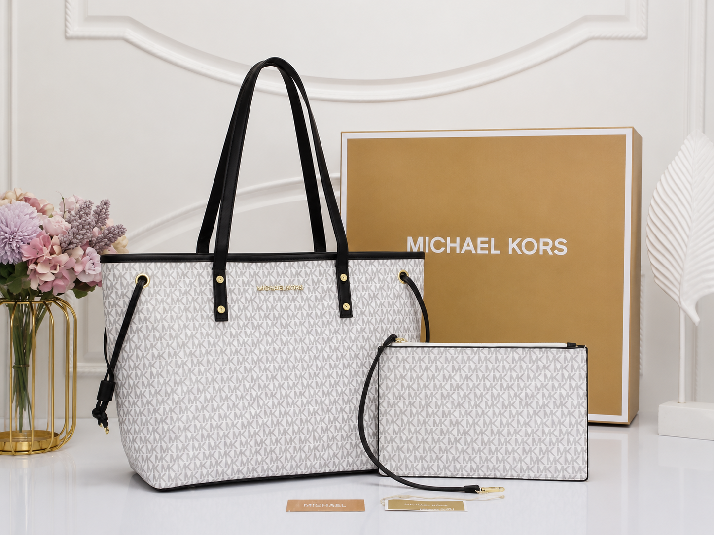 michael kor tote bag with pouch & dust bag brand box 6508 michael kor tote bag with pouch & dust bag brand box 6508