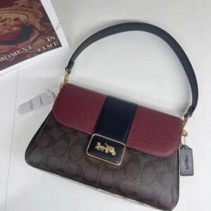 coac grace tripple partition with double shoulder strap inside swede lining with box 6528