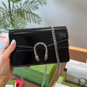 gucci dionysus mini patent glossy black leather bag with og box dust cover & carry bag g 2019 black