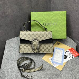 gucci dionysus shoulder bag signature tiger head gg supreme canvas with og box & dust cover 2213 black
