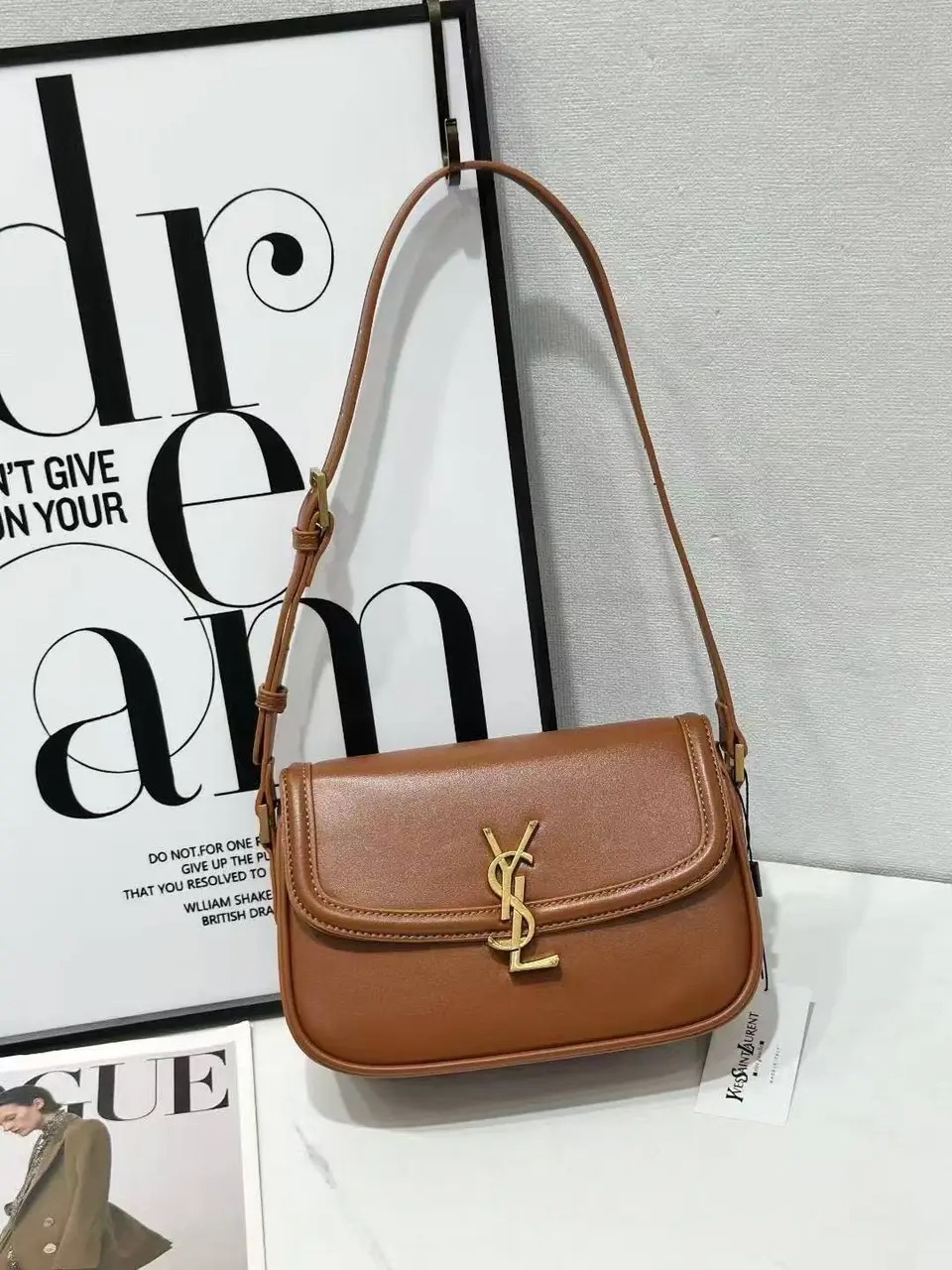 ysl solferino shoulder bag brown with og box dust cover & long slingbelt 8879 brown ysl solferino shoulder bag brown with og box dust cover & long slingbelt 8879 brown