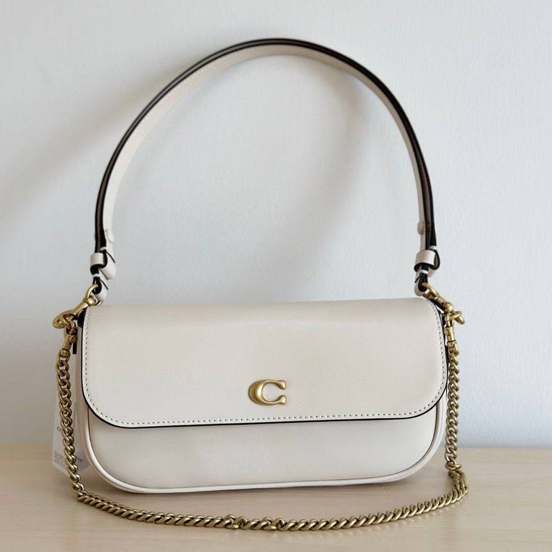 coachh brook flap chain bag with dust cover can90 beigewhite coachh brook flap chain bag with dust cover can90 beigewhite