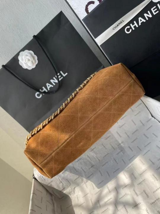 chaneell cb noir ligne elancee shoulder maxi bag suede brown with original carry bag dustcover tags c8323 chaneell cb noir ligne elancee shoulder maxi bag suede brown with original carry bag dustcover tags c8323