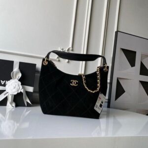 chanell cb noir ligne elancee shoulder maxi bag suede black with original carry bag dustcover tags c8323