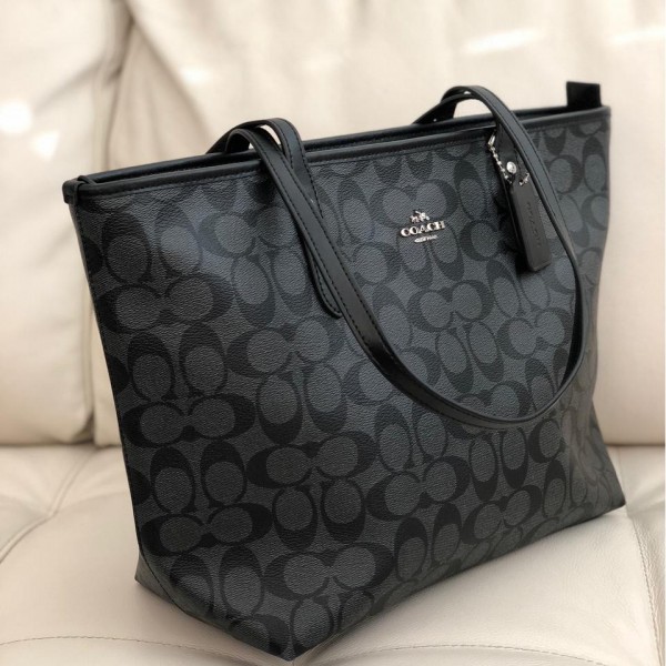 coachh signature city tote bag with og red box (55398 black) coachh signature city tote bag with og red box (55398 black)