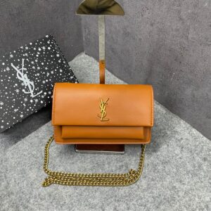 ysl sunset brown small shoulder bag with og box & dust cover 8878 brown
