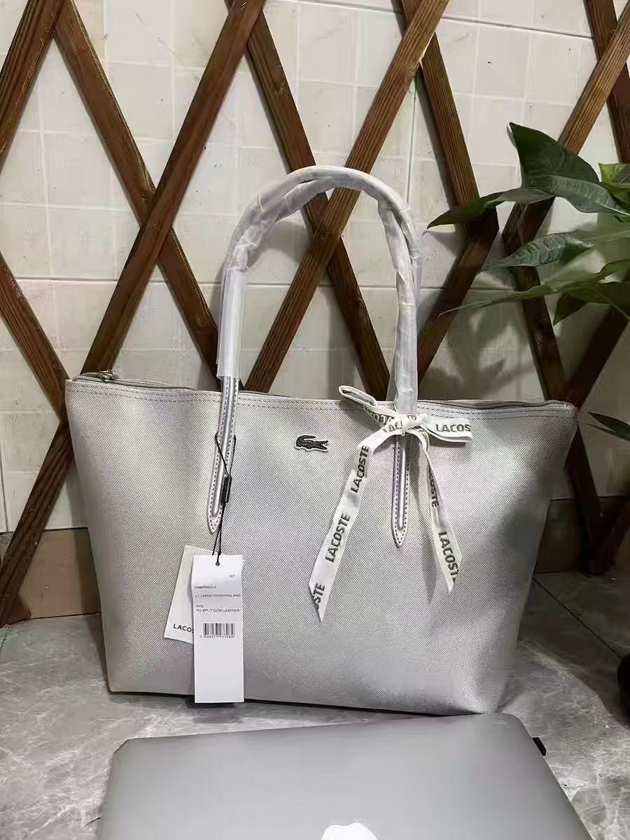 lacostte leather tote grey premium with og packing lacostte leather tote grey premium with og packing