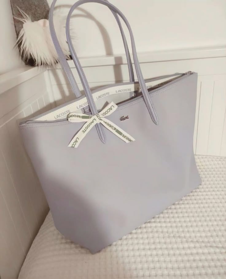 lacostte leather tote grey premium with og packing lacostte leather tote grey premium with og packing