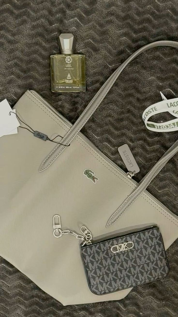 lacostte leather tote grey premium with og packing lacostte leather tote grey premium with og packing