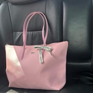 lacostte leather tote light pink premium with og packing