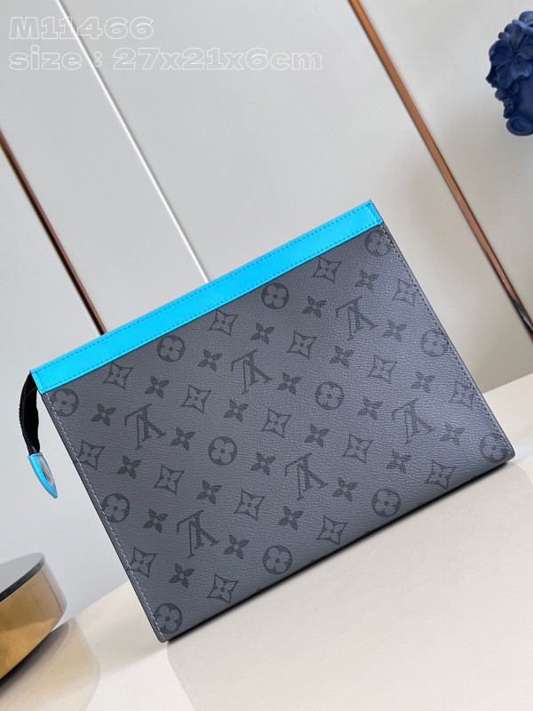 louiis vuitton pochette voyage mm clutch with dust cover & og box grey floral light blue louiis vuitton pochette voyage mm clutch with dust cover & og box grey floral light blue