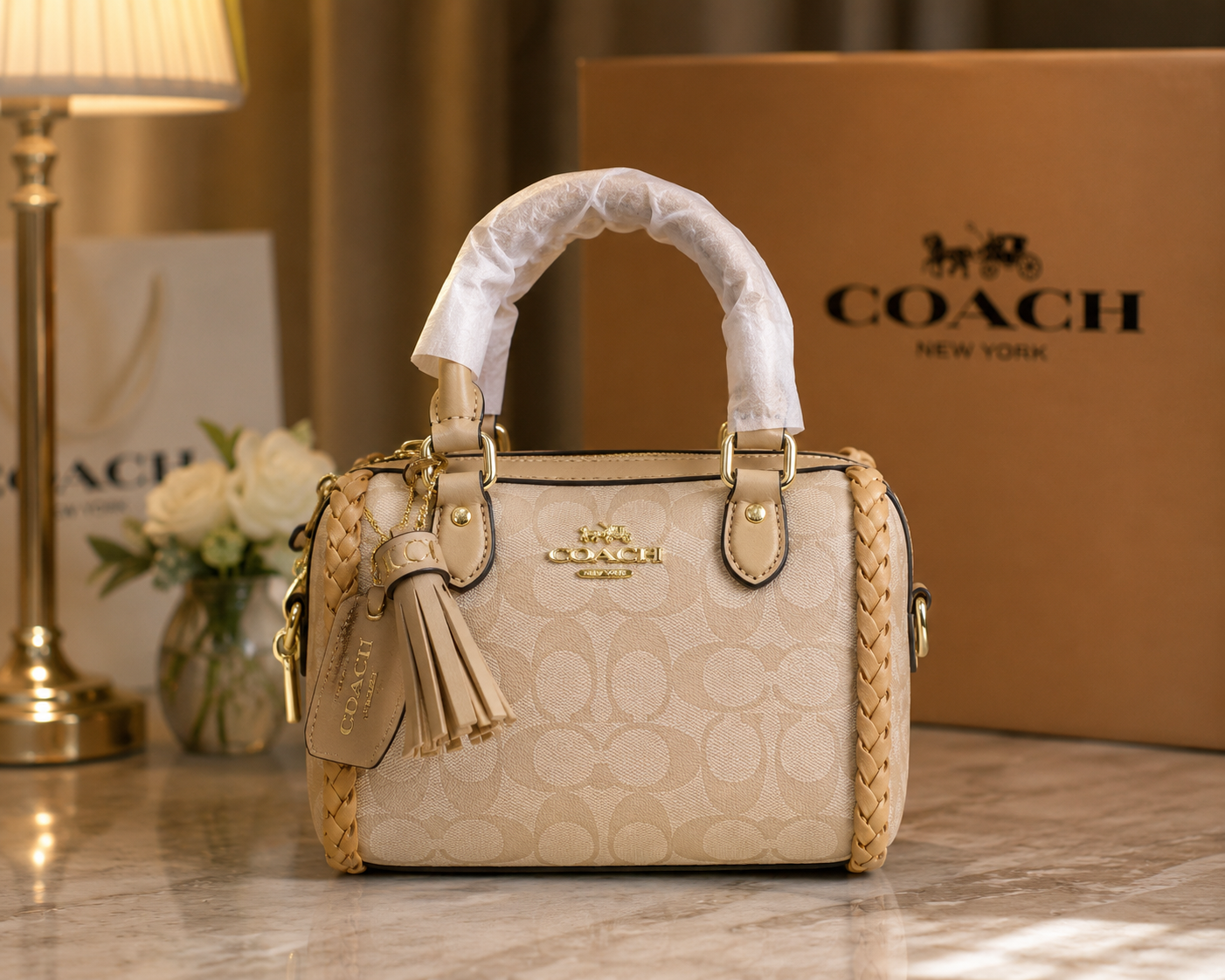 coacchh rowan mini braided crossbody bag with original magnet box & carry bag 6553 coacchh rowan mini braided crossbody bag with original magnet box & carry bag 6553