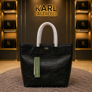 karl lagerfeld embossed logo tote para mujer original with dust bag 6455