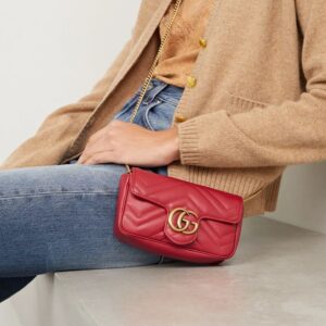 guccci marmont mini red with og box dust cover & carry bag 476433 red
