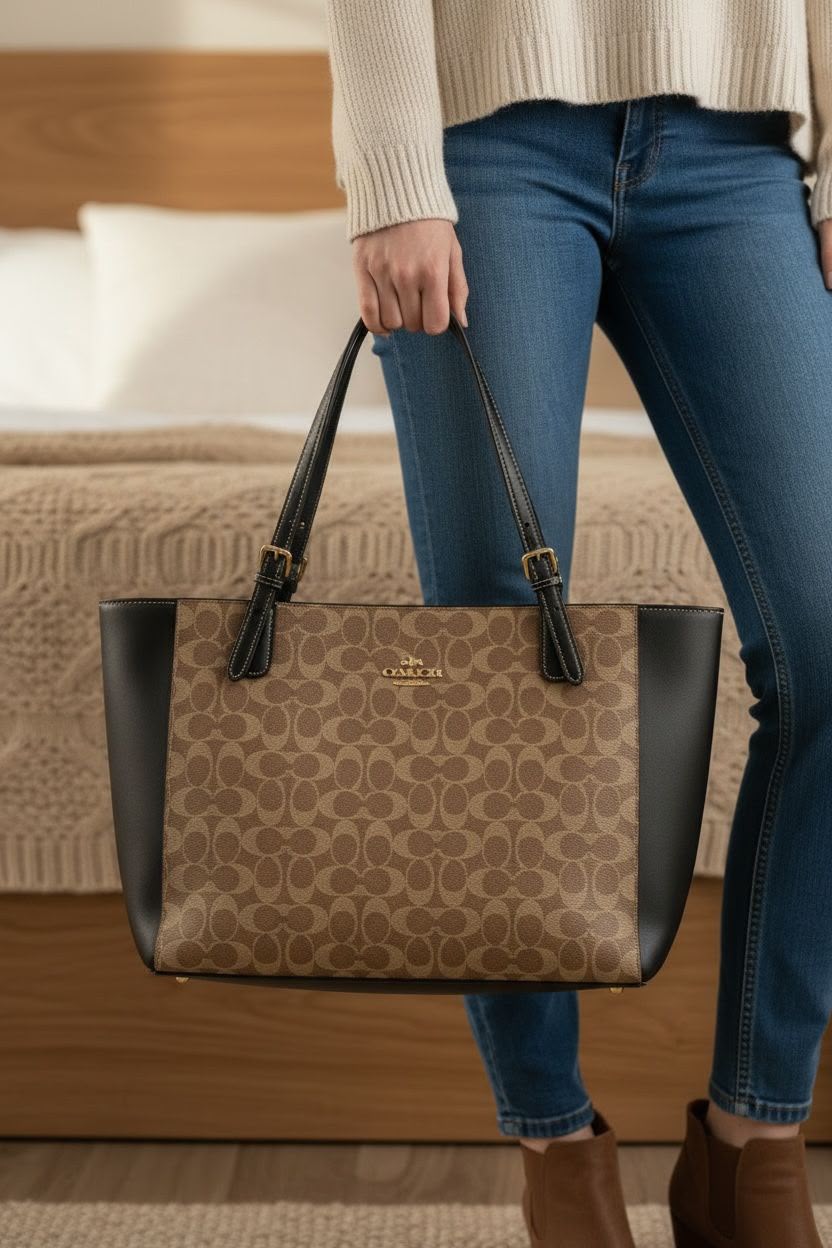 coac voyager jet set print tote bag with dust bag 6571 coac voyager jet set print tote bag with dust bag 6571