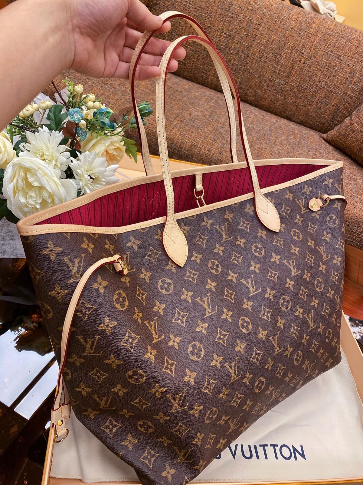 louiis vuttion neverfull mono pattern premium quality with og box 6575 louiis vuttion neverfull mono pattern premium quality with og box 6575