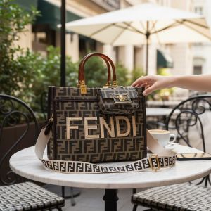 fend roma plain ladies trendy leather handbag (6073) 35 cm big size