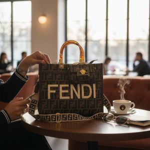 fend roma plain ladies trendy leather handbag (6072) 35 cm big size