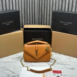 ysl saint laurent college medium chain bag khaki dubble box packing 6132