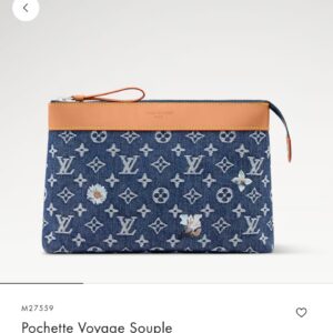 louiis vuitton denim clutch m14057 pochette voyage souple with og box & dust cover denim