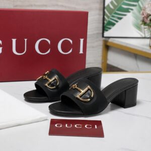 guccci horsebit mid block heel sandals suede leather black with og box 12318 black