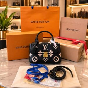 louiis vuitton madelene mm bicolor handbag with double box dustbag sling belt bill carrybag 6600