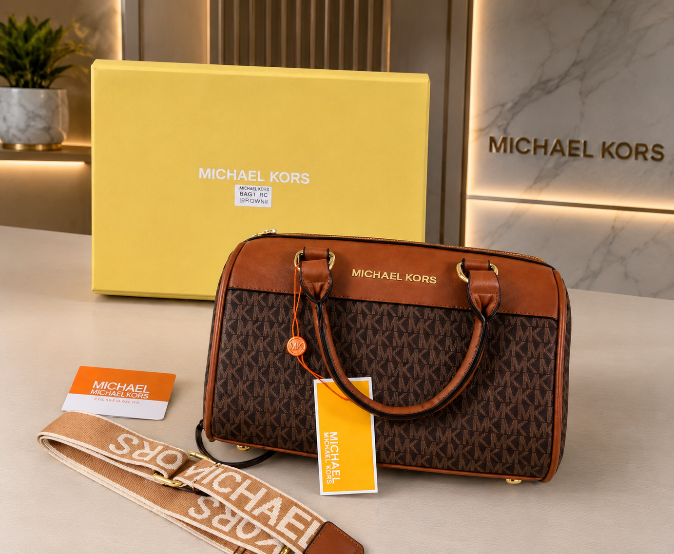 michael kor boston handbag with og box and dust bag premium quality (biege brown) 6062 michael kor boston handbag with og box and dust bag premium quality (biege brown) 6062